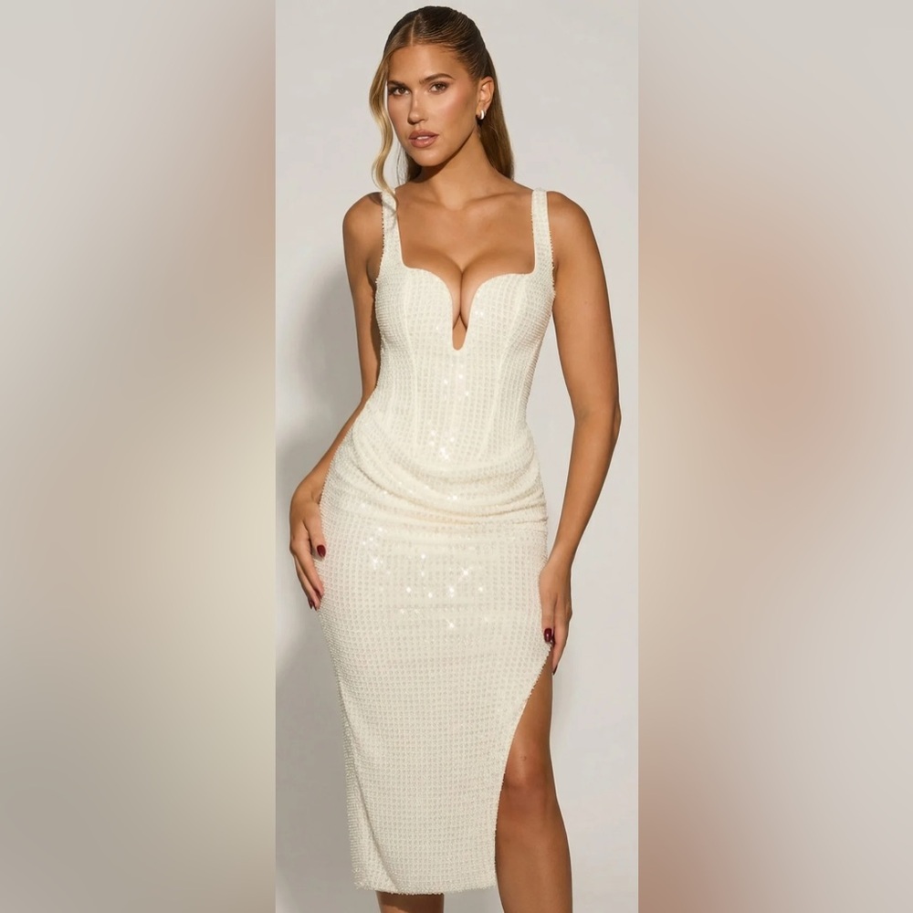 Oh Polly Cream Sequin Dress